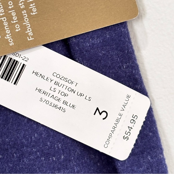 Weekends Chico’s 3 CoziSoft Henley Long Sleeves Top Shirt Size XL/16 NEW *C19 - Picture 9 of 15